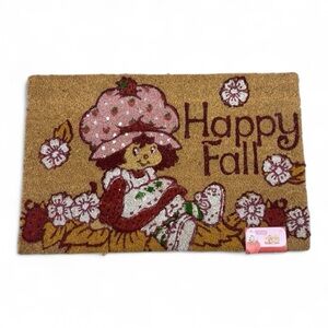Strawberry Shortcake Happy Fall Coir Welcome Mat Doormat with Floral Design 🍓